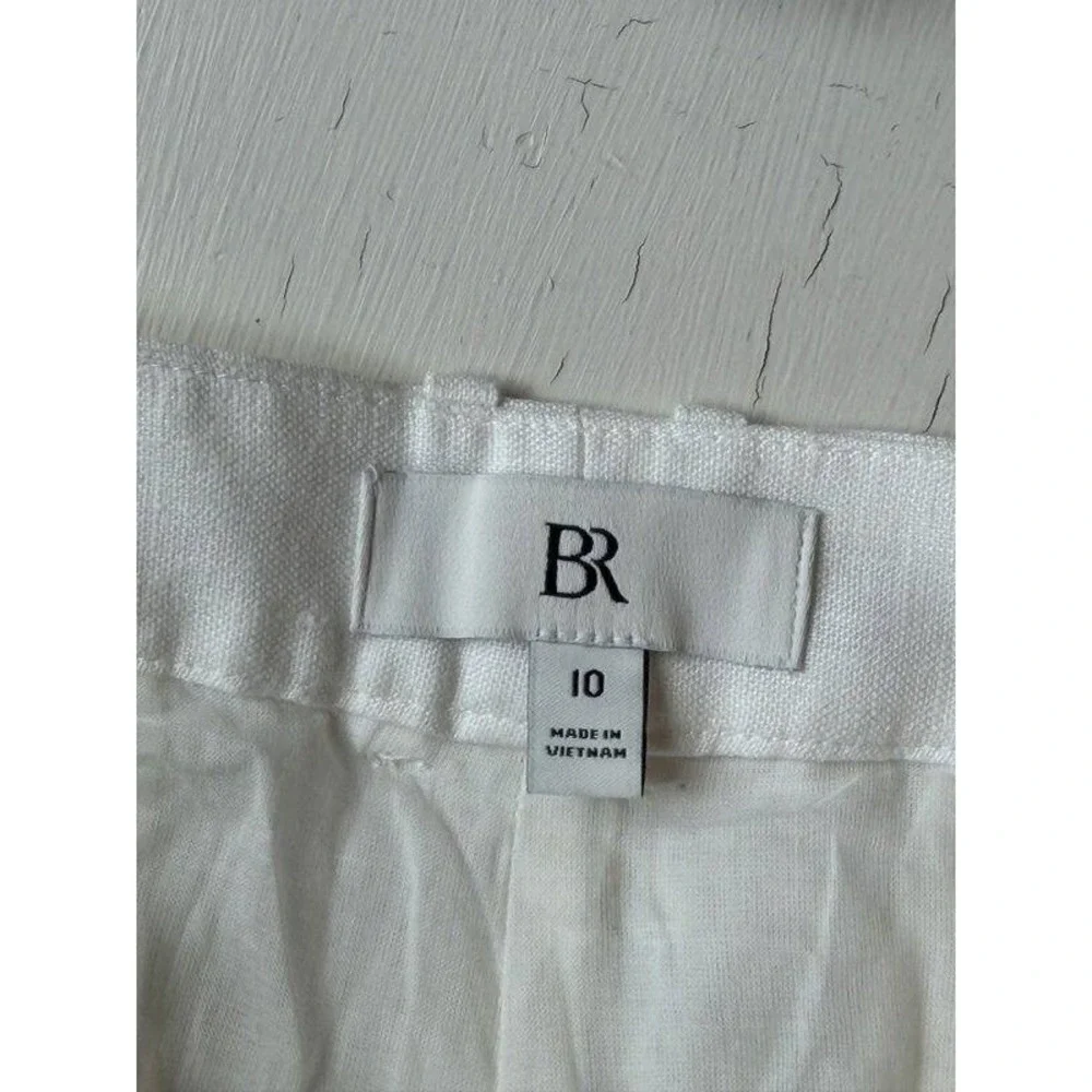 Banana Republic Lina Straight Linen Pants Womens Lined White Size 10